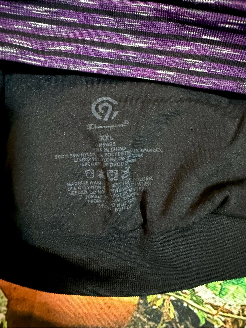 C9 by Champion Racerback Sports Bra with Purple and Black Glitch Stripe Size XXL - Picture 5 of 6